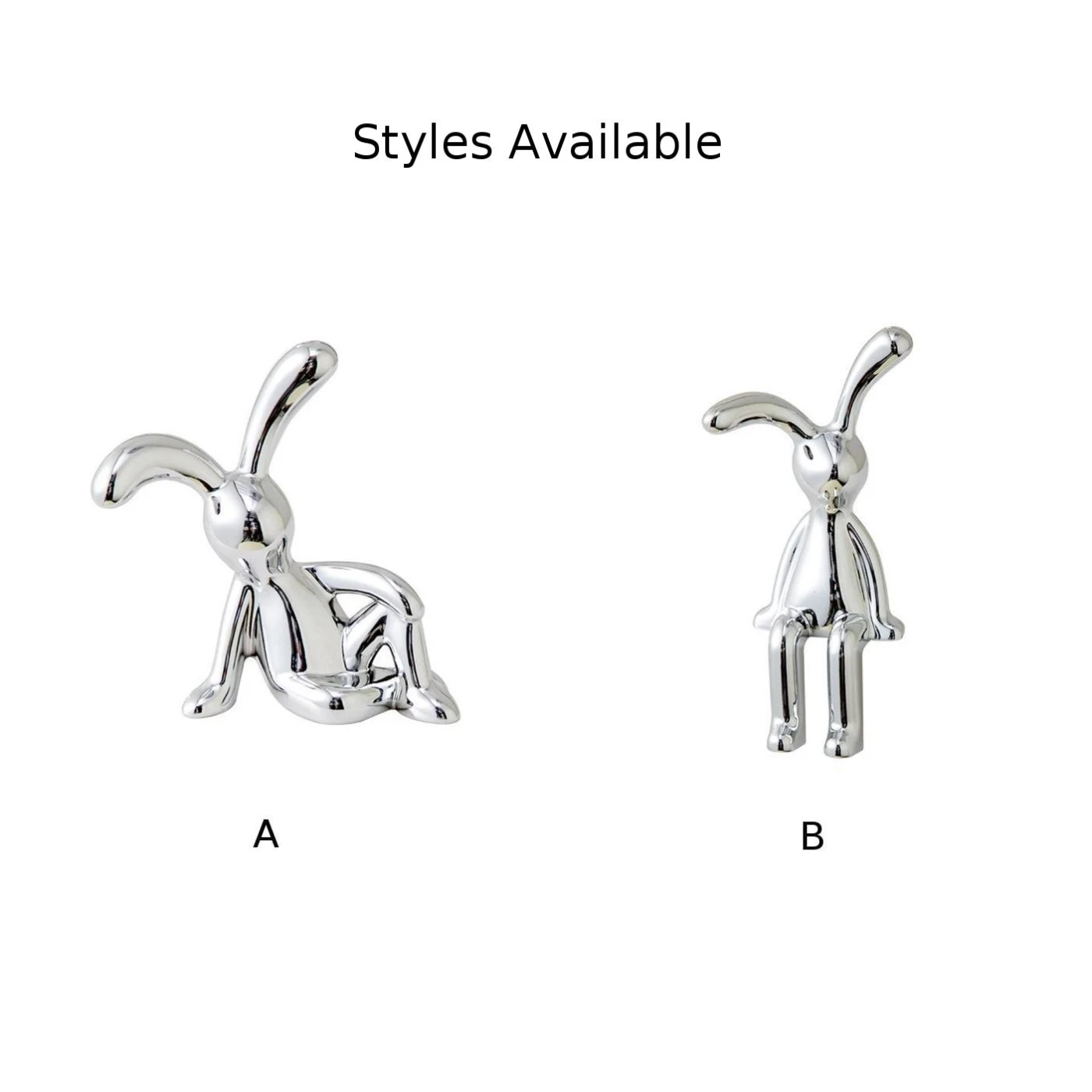 긴 귀 토끼 조각상 만화 장식 센터 콘솔 장식, 플라스틱 도금 토끼, 3D DIY 홈 가구 장식, 1PC