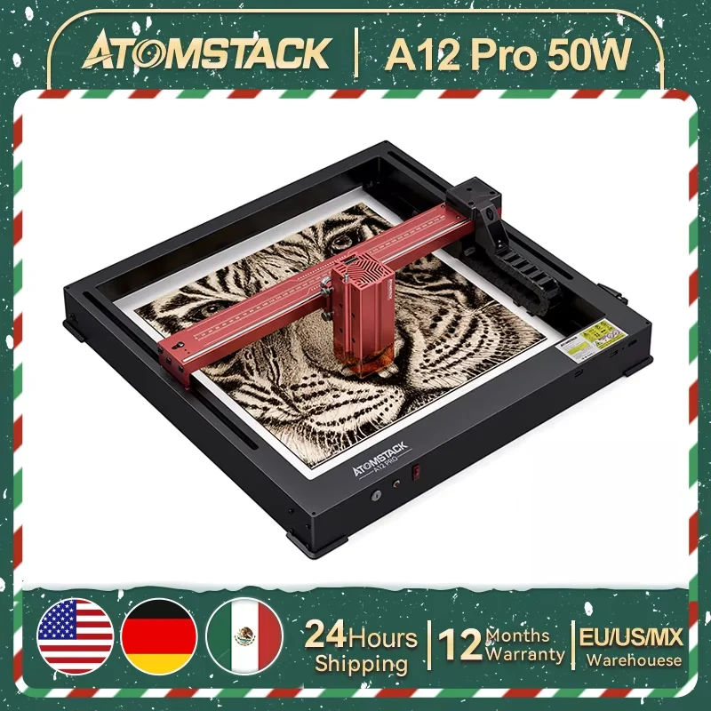 AtomStack A12 Pro Laser Engraving Machine 12W Optical Power W/Air Assist APP Control Off-line Engrave Stainles Stee Wood Acrylic