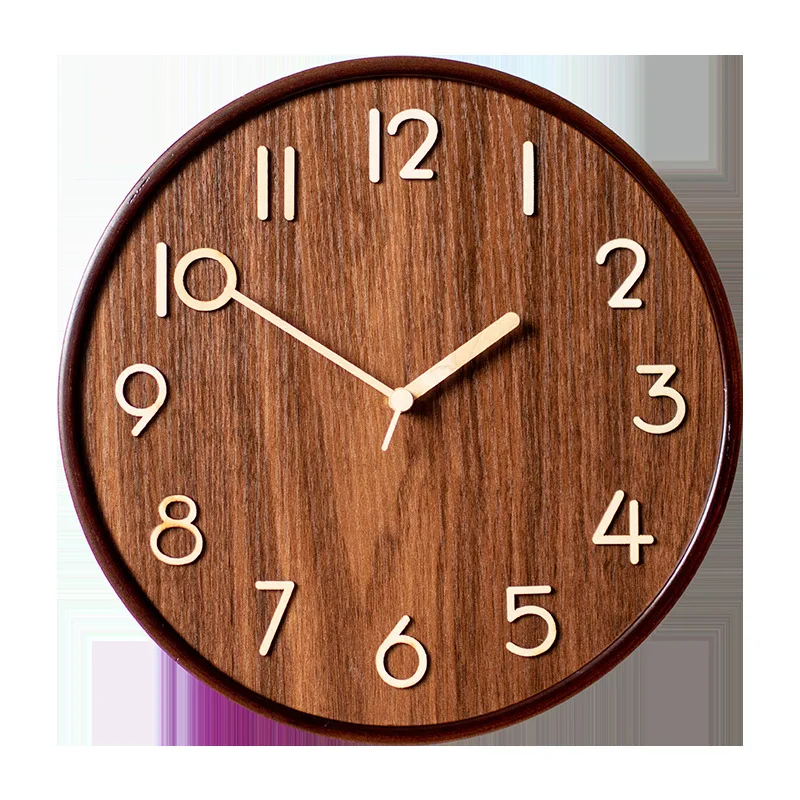 Solid Wood Wall Clock Modern Log Style Living Room Decorative Wall Hanging Quartz Clocks Watch Home Decoration