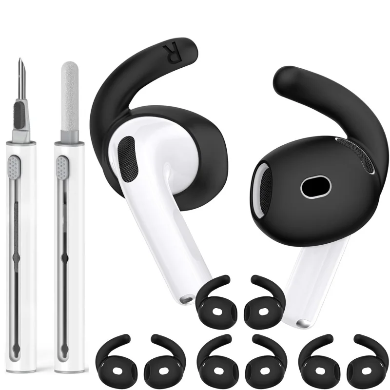 4 Pairs Anti-Slip Ear Covers Silicone Accessories with a cleaning pen, Ear Hooks Compatible with AirPods 4th Generation