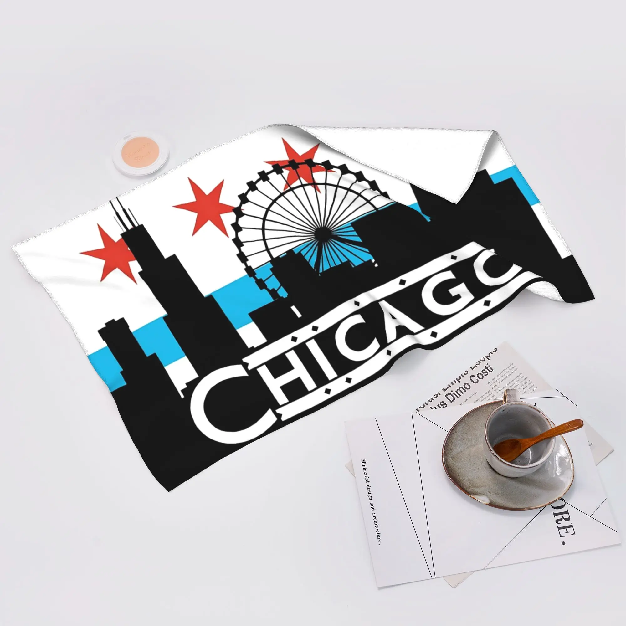 Custom Chicago Soft Face Towel Quick Dry Pool Bath Cotton Towels Absorbent