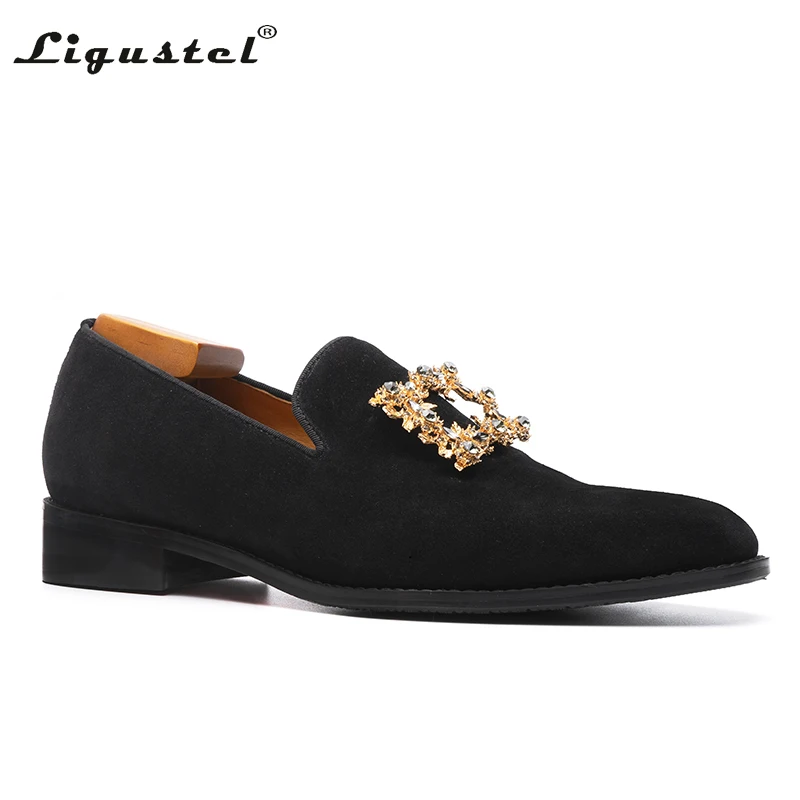 Ligustel Shoe Men Original Designer Luxury Casual Shoes Slip on Fashion Wedding Party Prom Black Loafers for Men Shoes Plus Size