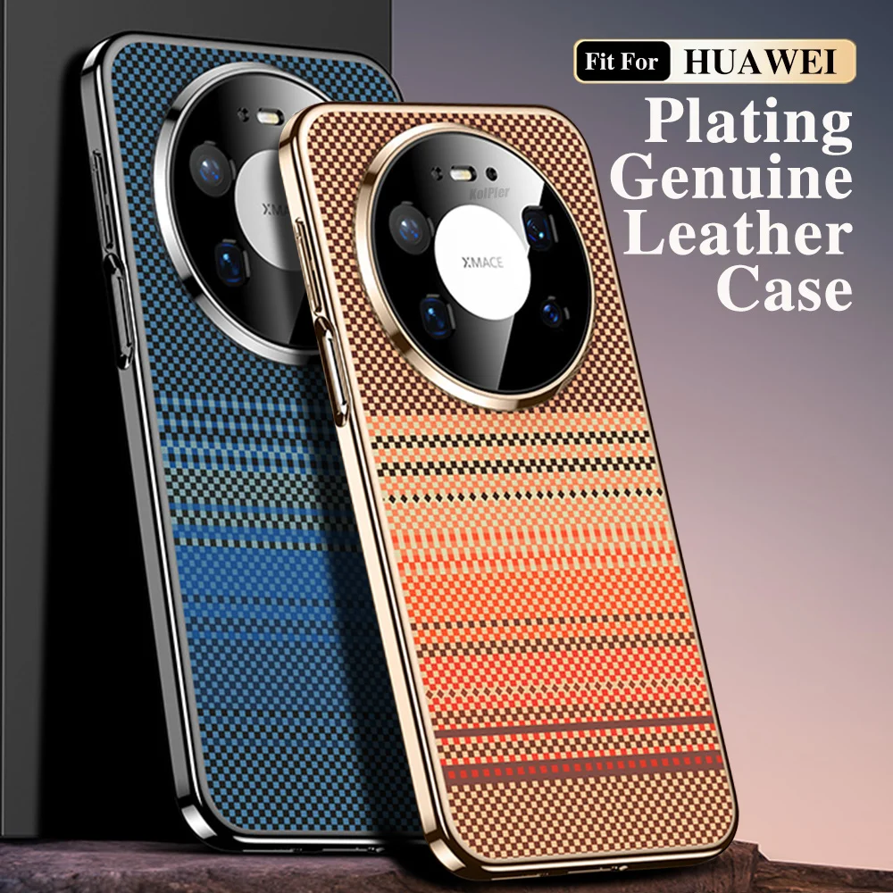 

Luxury 3D Texture PU Leather Case For HUAWEI Mate 80 PRO MAX Mate80RS Slim Soft Edge Plating Cover With Lens Protection