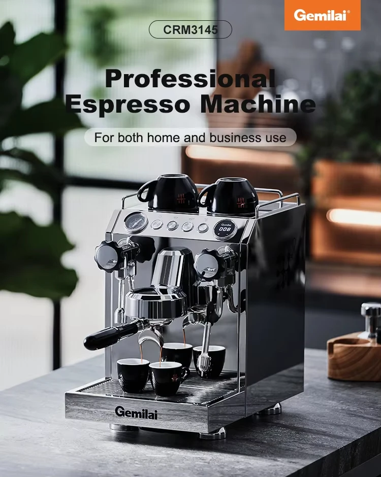 Café gemilai g3145b 15bar comercial máquina de café expresso instantânea thermoblock e 1l s.s caldeira ulka bomba barista ferramentas