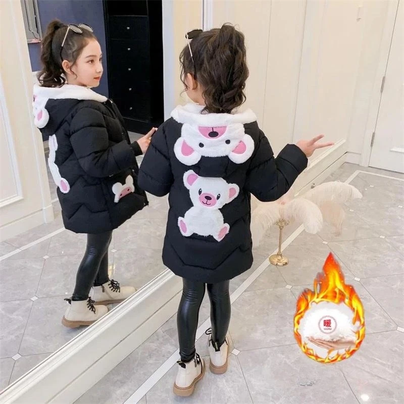 

Girls Coat Jacket Cotton Windproof Outwear 2023 Beautiful Warm Thicken Velvet Winter Plus Size Children's Clothing