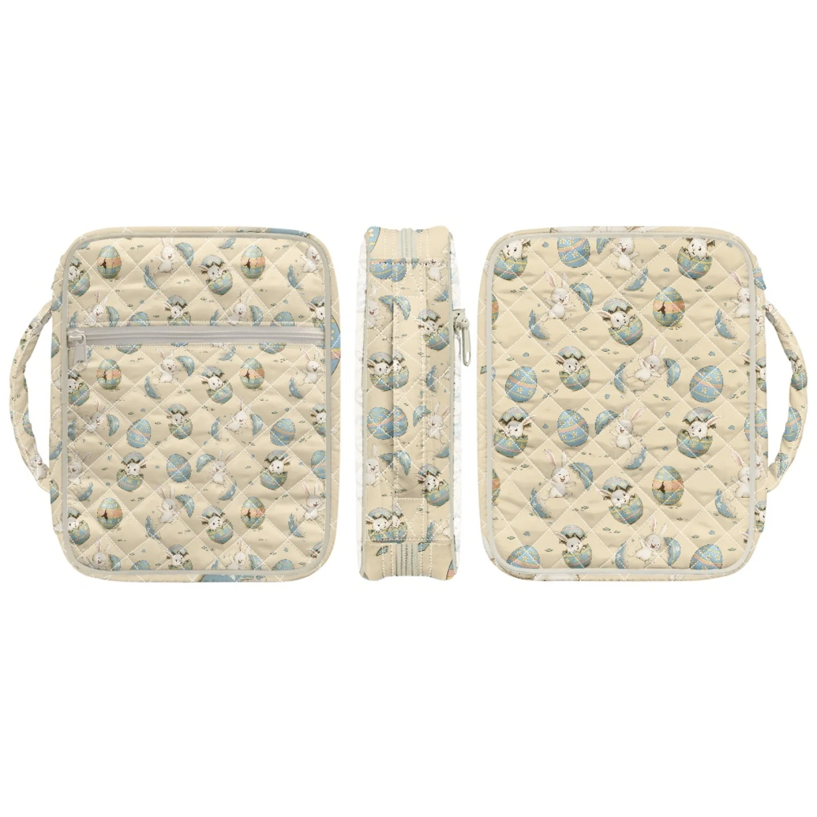 Coloranimal Easter Bunny Egg Fashion 2026 Pocket Quilted Bible Cover for Church Study Polyester Bible Cover Case