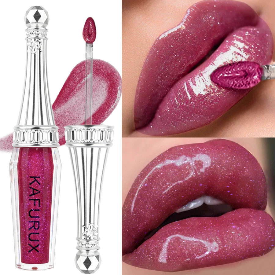 6 色グリッター 1pc リップ釉薬長期的なリップグロス防水液体口紅メイクアップリップオイルリップティント保湿リップクリーム