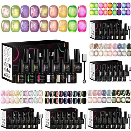 Imagen 1 del producto 12 unids/set gato fluorescente esmalte de uñas magnético guayaba Color verde neón con palo magnético Kit de Arte de uñas de Gel UV semipermanente