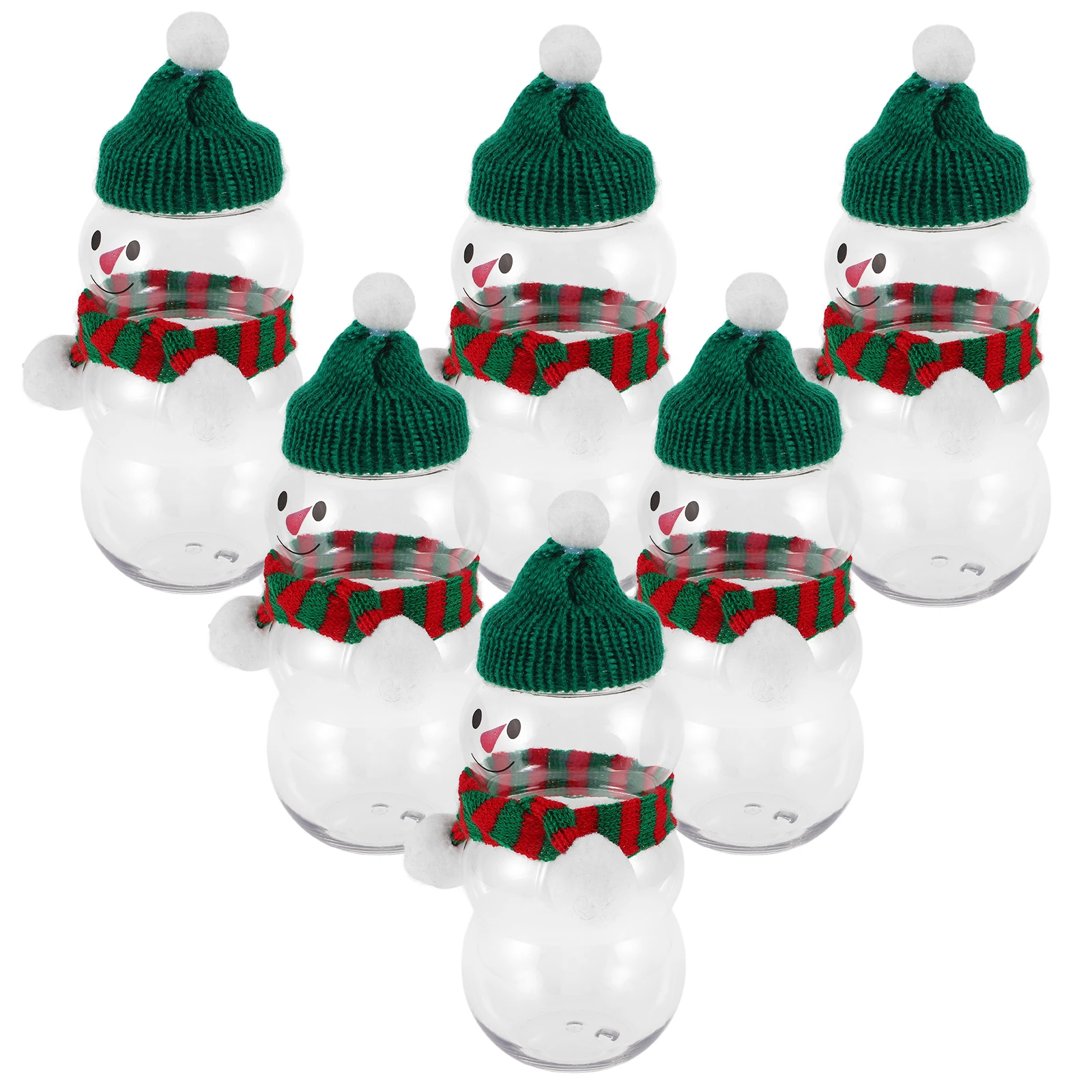 

6 set Snowman Bottles Christmas Milk Tea Juice Water Drink Containers Empty Reusable Plastic Xmas Party Kitchen Gadgets Set