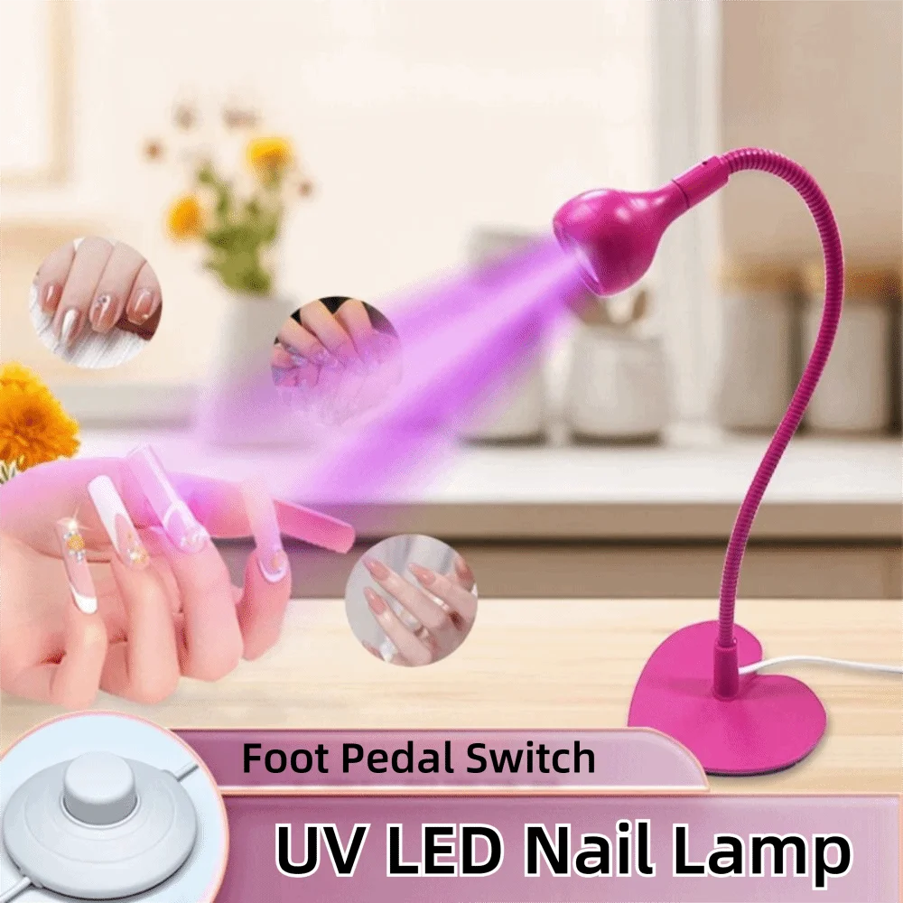 360 Degree Adjustable UV LED Nail Lamp Portable Quick Drying Desktop Nail Light Love Base Gooseneck Design Nail Drying Lamp