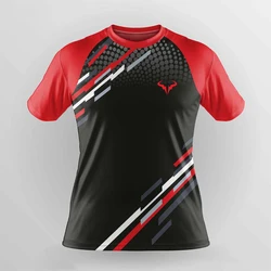 T-shirty męskie Szybkoschnąca odzież sportowa Damskie stroje treningowe do badmintona Drukowane damskie ubrania sportowe z krótkim rękawem Topy w dużych rozmiarach