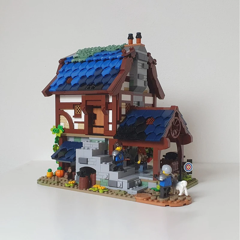 Building block MOC-155430 Medieval town bundle Street view Building series Assembled toy ornament