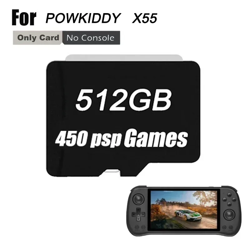 POWKIDDY X55 ريترو وحدة تحكم بجهاز لعب محمول بطاقة ماموري Tf بطاقة ألعاب محملة مسبقًا 450 PSP في 1 بطاقة آلة الألعاب الكلاسيكية لعبة ريترو