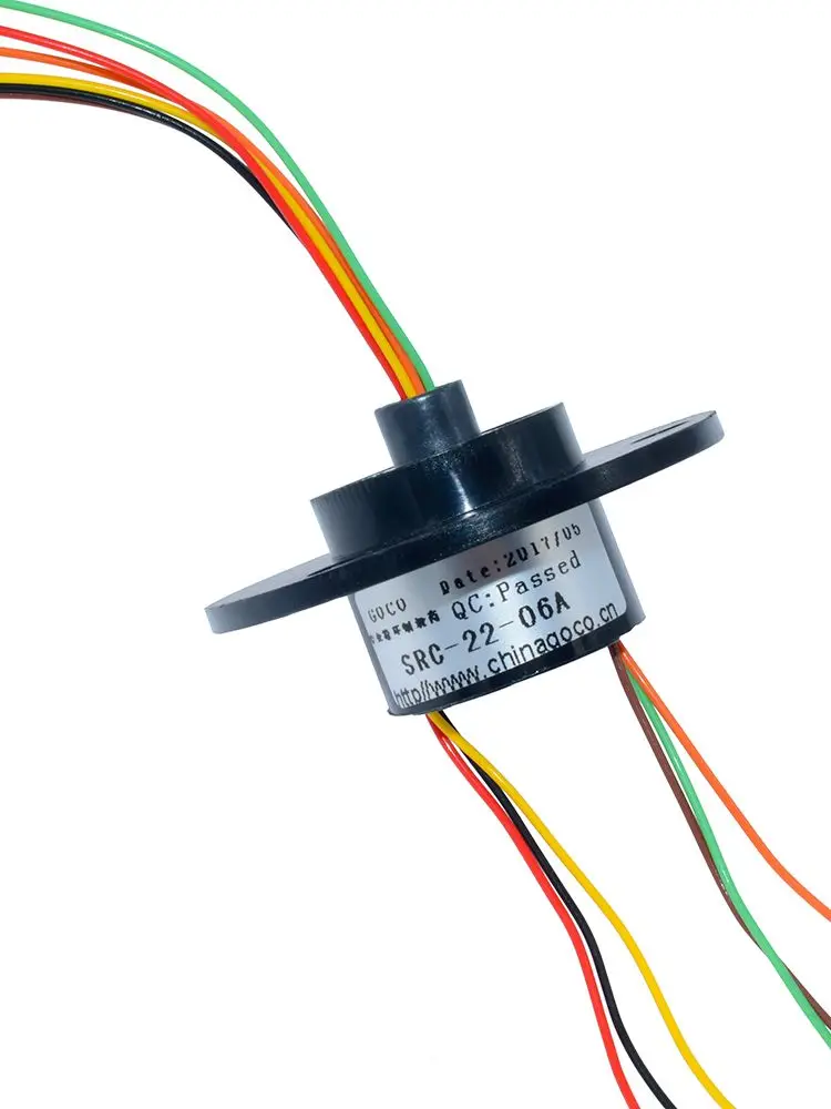 220VAC 250 Rpm Monitor 6 Channel 6 Wires Capsule Slip Ring 2A Slip Ring 22mm Mini Rotary Conductive Joint Connectors for Robot