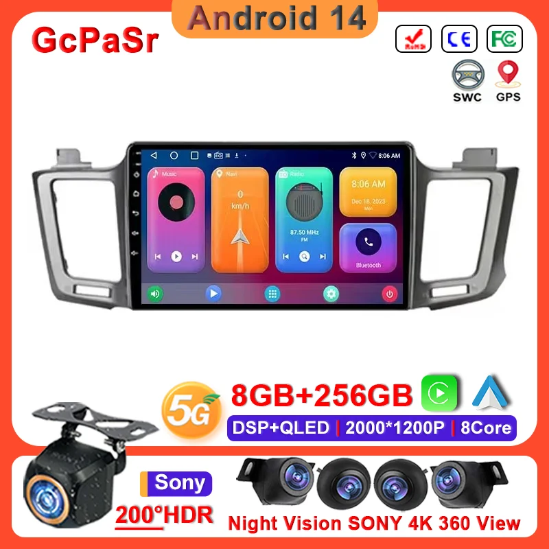 

Android 14 For Toyota RAV4 LHD Radio Player 2014 2015 2016 2017 2018 Car Radio Touch Auto Carplay DSP GPS Car Screen No 2Din DVD