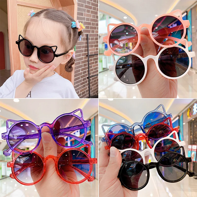 2024 New Children's Fashion Sunglasses Girl Cute Little Cat Shaped Sun Glasses Cute Boy Outdoor Sunshade Eyewear UV400