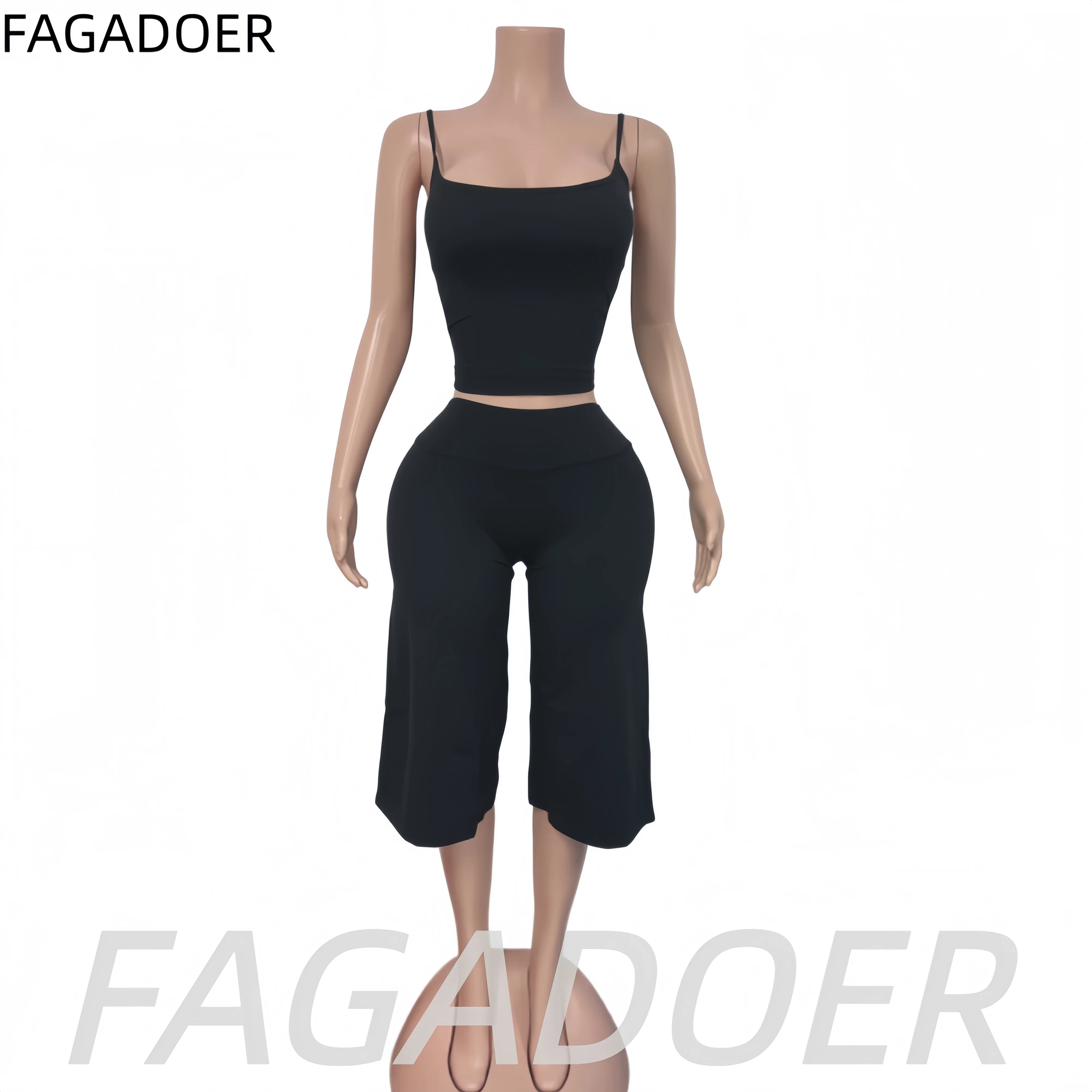 FAGADOER INS トレンドレディース2ピースセット  - Suspender Tank Top のレビューと価格