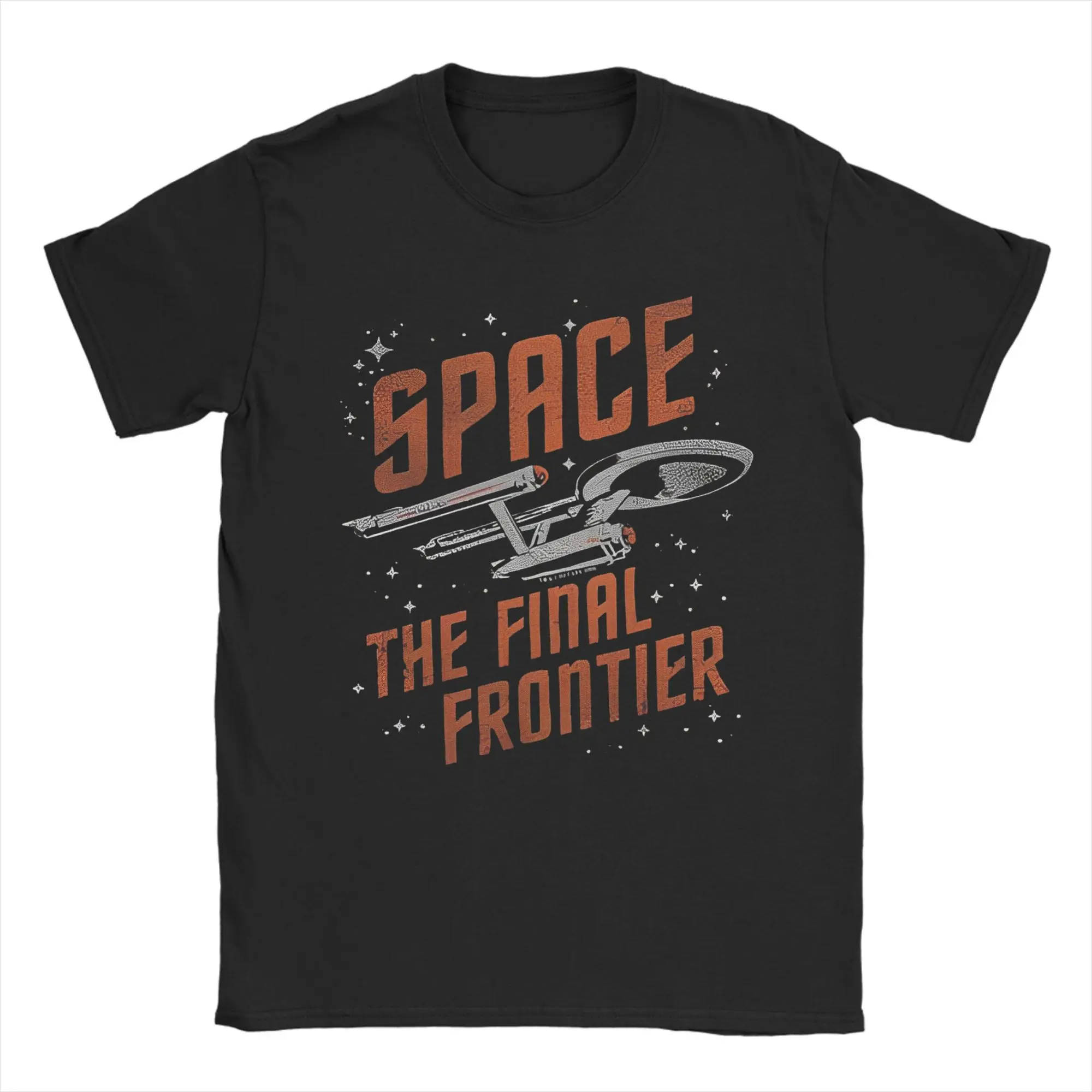 Stars Treks Space The Final Frontier T-Shirts for Men  Vintage Cotton Tee Shirt Crew Neck Short Sleeve T Shirt New Arrival Tops