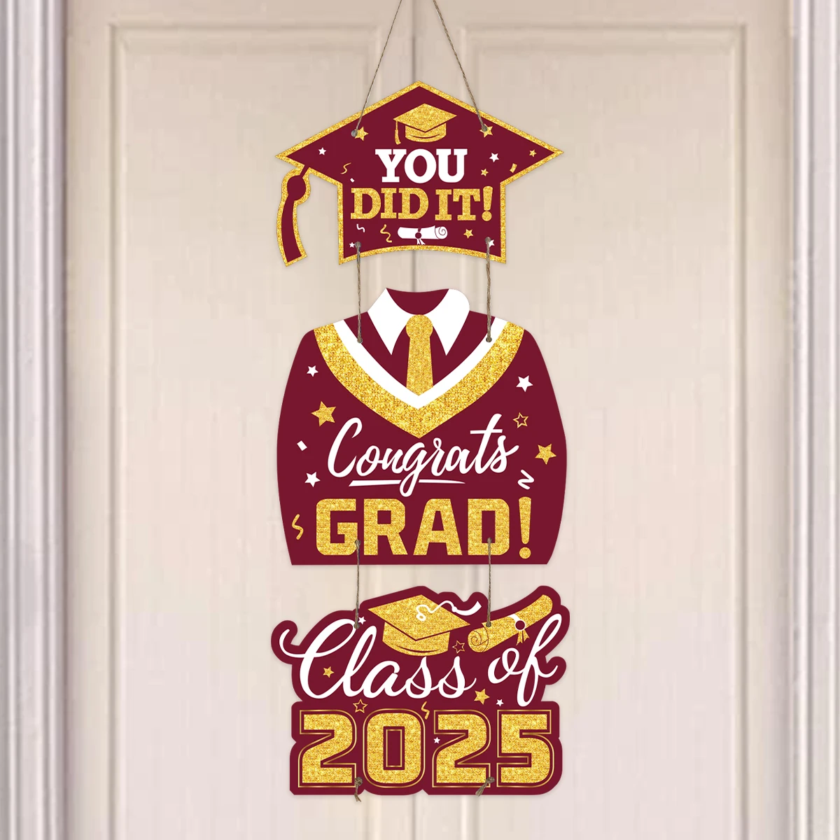 Graduations Paper Door Hanging Graduation Gown Hat Decorations Congrats Grad Party Graduation Decorations 2025 Party Supplies
