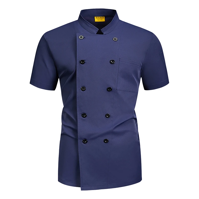Uniforme de Chef de Verano para Hombre, Chaqueta de Cocina, Camisa de Chef, Uniforme de Catering, Ropa de Trabajo para Barbería, Ropa de Panadería