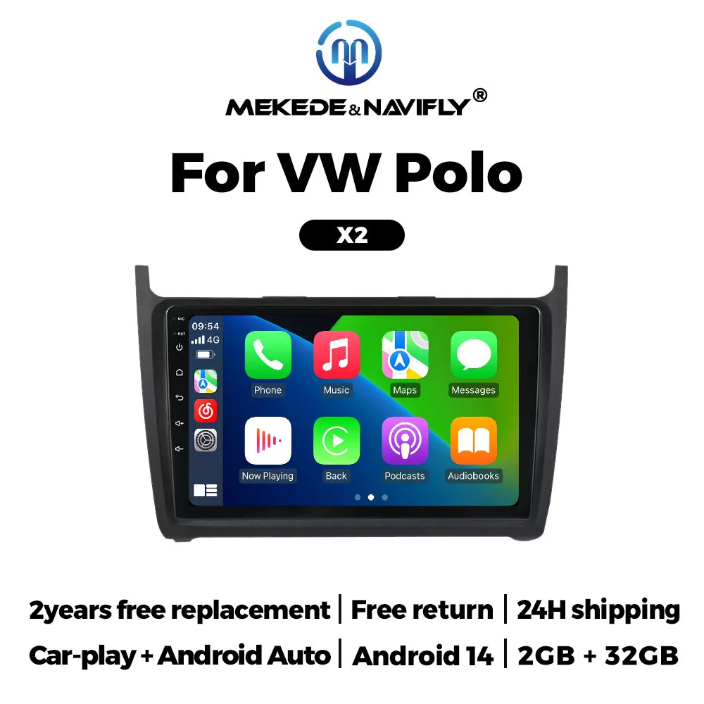 NaviFly Wireless Carplay Android AUTO For VW Volkswagen Polo 5 2008 - 2017 Car Radio Multimedia Video Player 2G+32G 4-Core WIFi