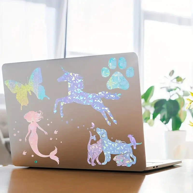 10/20pcs A4 Holographic Laser Print Paper Waterproof Dazzling Holographic Vinyl Stickers for Sticker Projects Painting Photo DIY