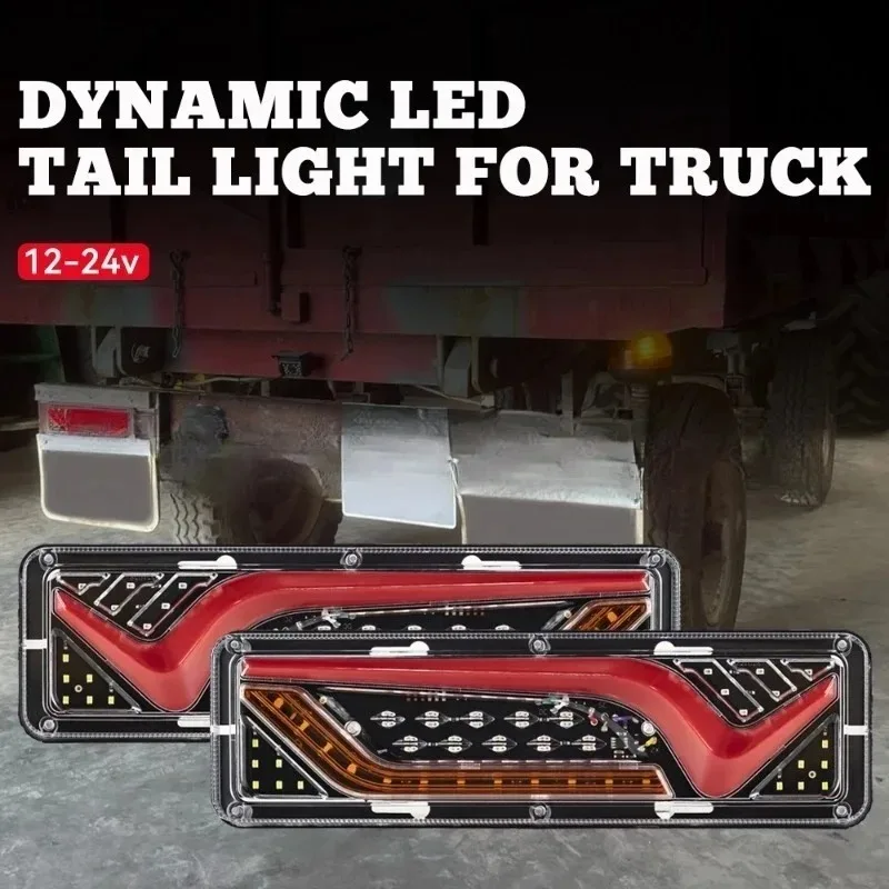

New for Trailer Caravan Tail Light Running Turn Signal 30cm 2xTruck Trailer Taillights 12V 24V Tractor Light LED Rear Flashlight