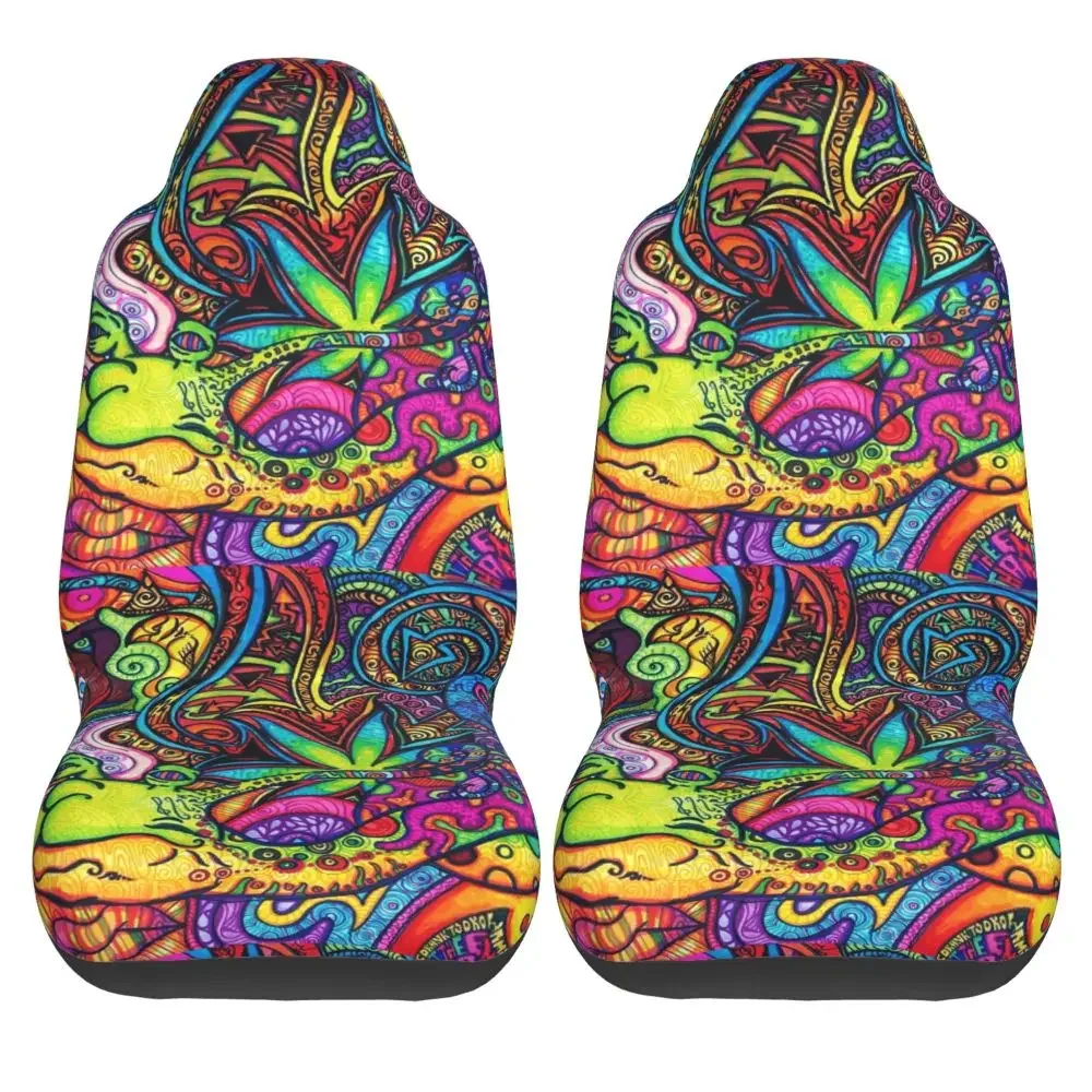 Abstract Bright Trippy Rainbow Car Seat Protective Cover Suitable For Truck SUV And Other Car Seat Cushion Anti Fouling Covers