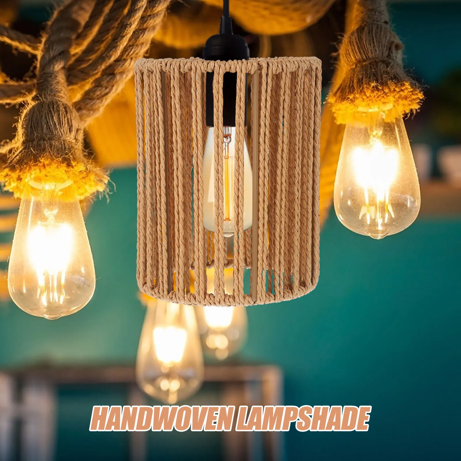 

Rustic Woven Lampshade Paper Rope Barrel Shades for Pendant Light Cover Ceiling Lamp Long Lasting Gentle Texture Sturdy