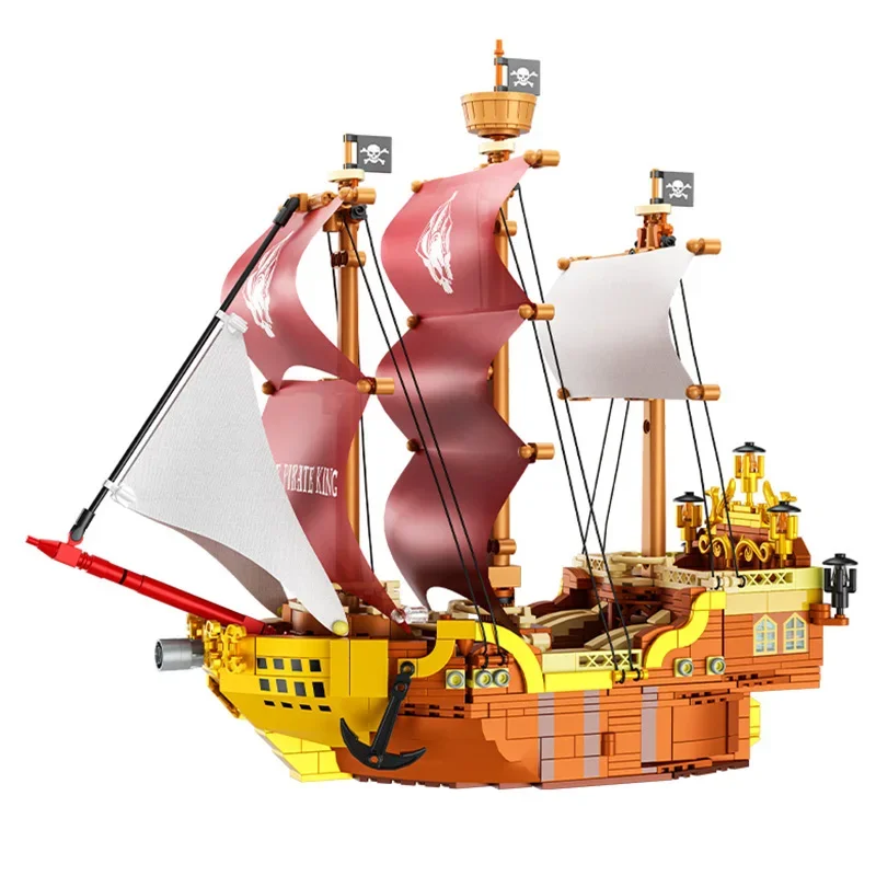 

Fun And Interesting Simulation Pirate Ship Desktop Decoration Micro Building Blocks Bricks Christmas Toys