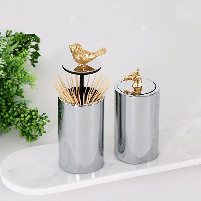 

Nordic simple fashion bird horse head cover silver toothpick holder insert toothpick box home creative dining table decoration