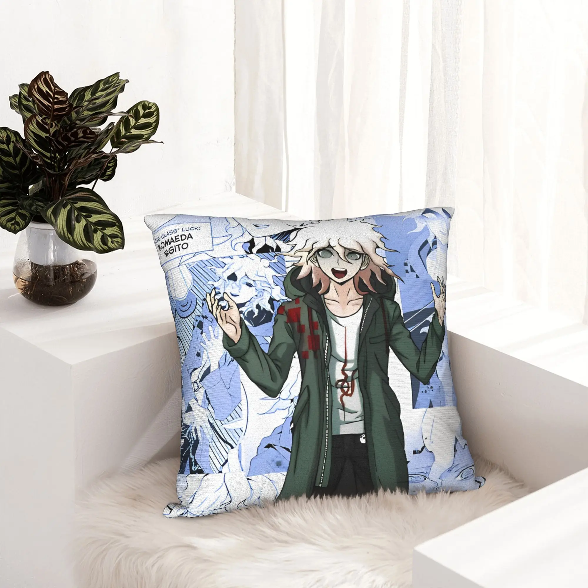 Nagito Komaeda Anime Pillowcase Printing Cushion Cover Decoration Throw Pillow Case Cover Home Zippered