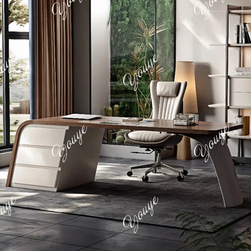 

N49 J Retro Style Desk Study Home Office Computer Desk Writing Desk Light Luxury Modern Simple Solid Wood