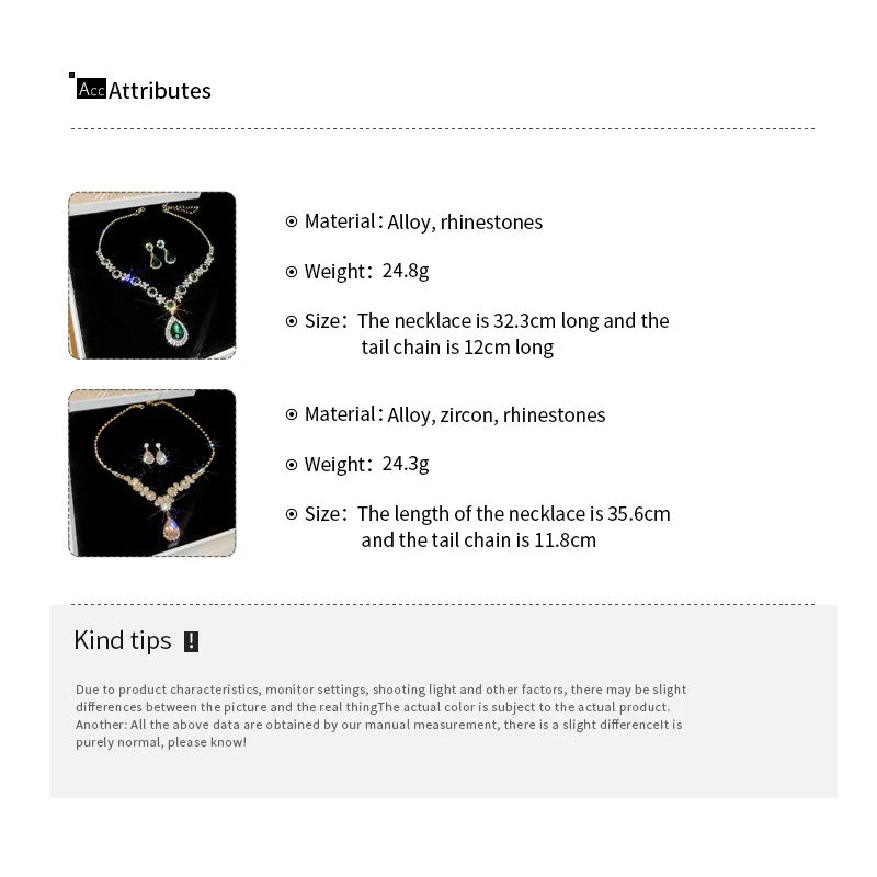 Shiny Crystal Necklace Earrings Women's Fashion Big Water Droplet Rhinestone Necklaces Wedding Evening Dress Jewelry Set image 6