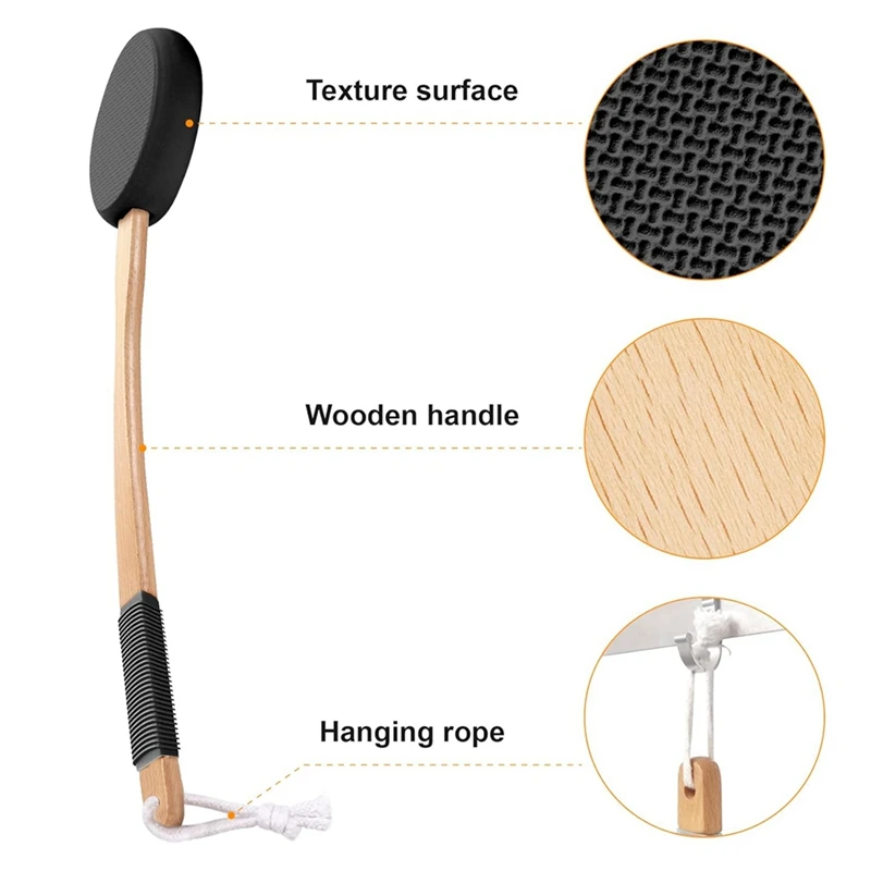 Aplicador de loción para espalda con mango largo y 1 almohadillas reemplazables, ideal para jóvenes y ancianos-Negro.