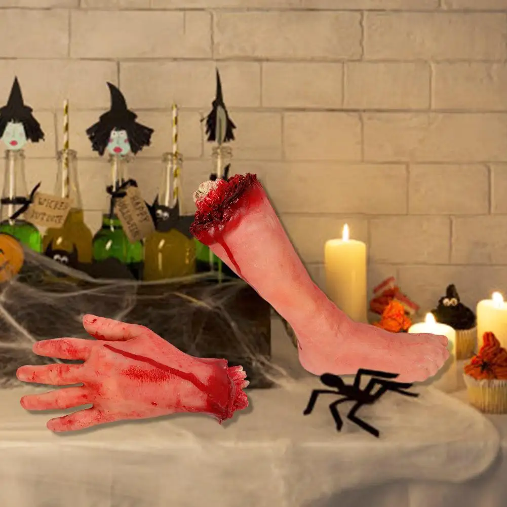 Fake Severed Hands Props Halloween Zombie Hand Severed Arm Props Body Parts Haunted House Party Decorations Practical Joke Tools