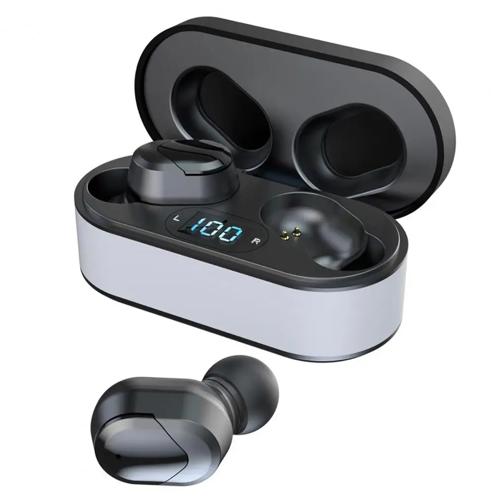 1 Pair Lightweight Digital Display Stereo Surround Wireless Bluetooth-compatible Earbuds Earphone Electronic Product