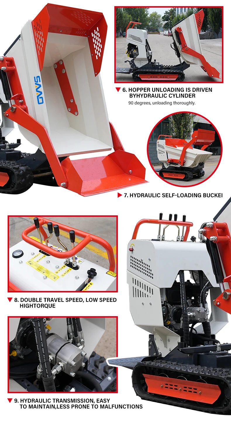 CE-Zertifizierter Elektrisch Betriebener Hydraulischer Garten- und Landschaftsbau-Transport-Mini-Raupenkipper – Detail 6