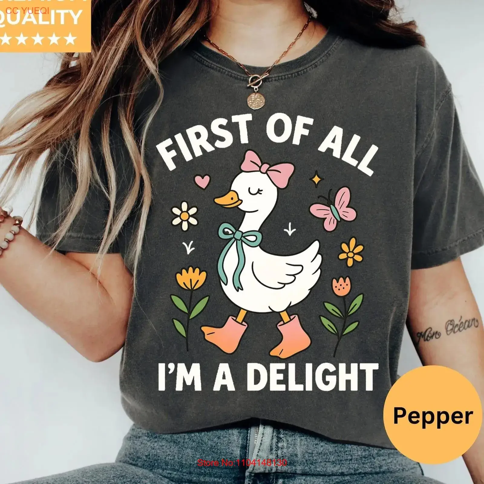 Funny Goose T Shirt Sarcastic Self Love First of All I'm a DelighT Cute for Women Summer vintage Washed designer clothes homme