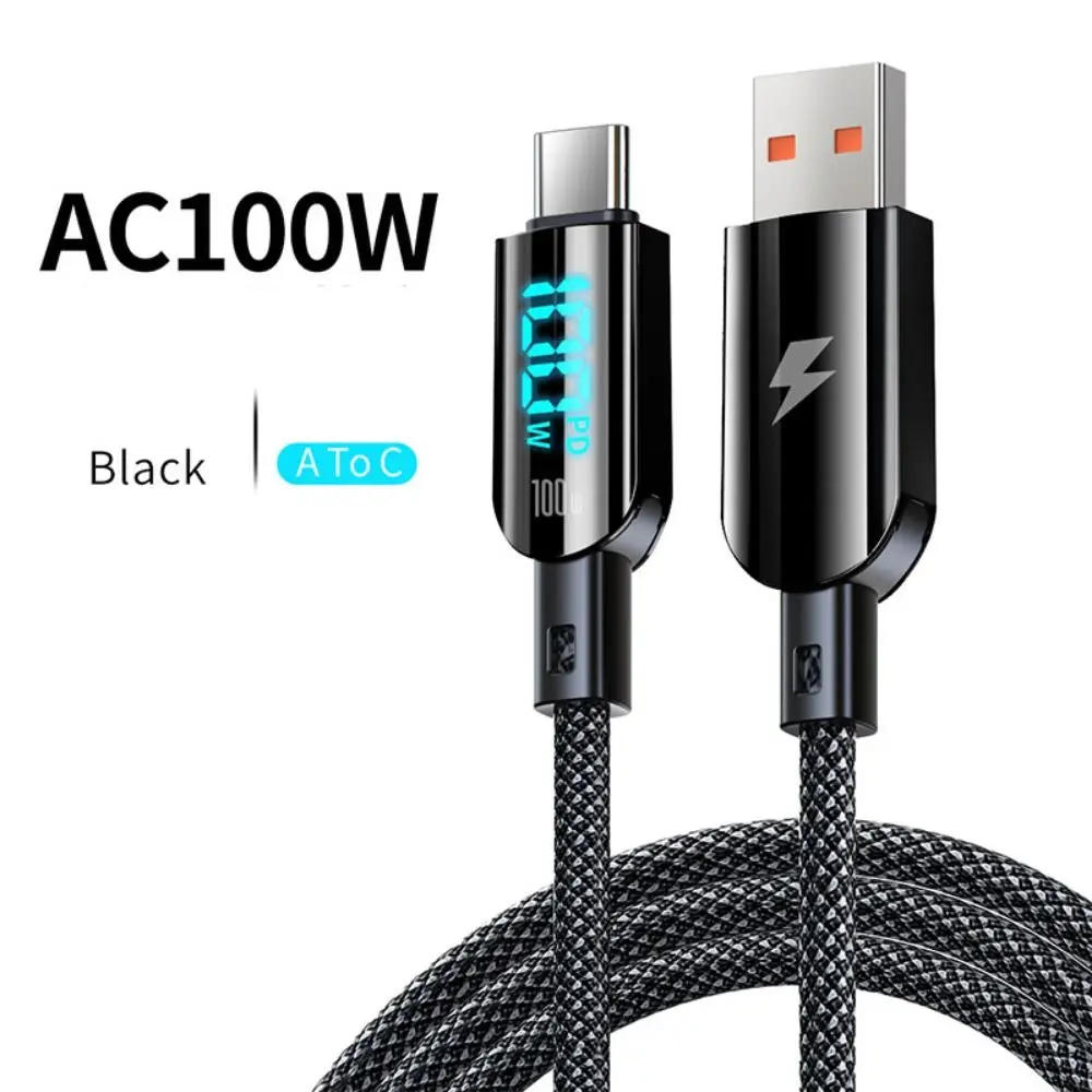 Fashion Digital Display Type C To USB Type C Cable 1.2M 100W Fast Charge Cable Visible Quick Charge Data Cord