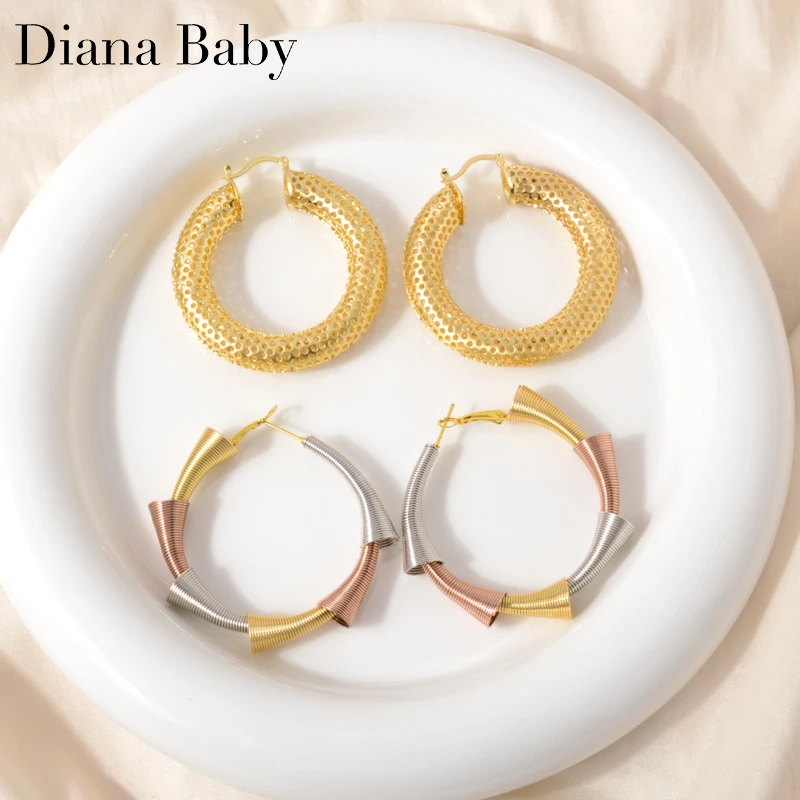 Diana Baby Jewelry Dubai 18K Gold Plated Hoop Earrings Big Circle Earring Nigeria Geometry Jewellery for Lady Party Wedding Gift