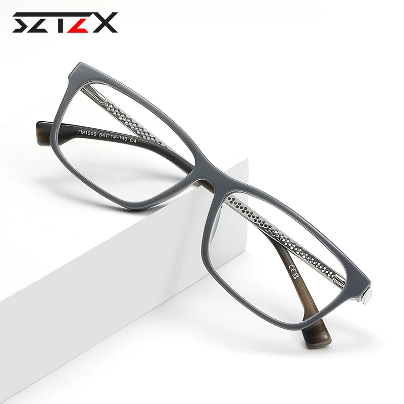 SZTZX موضة جديدة إطار مربع مكافحة الضوء الأزرق الرجال نظارات للقراءة الرجال النساء قصر النظر وصفة طبية بصرية نظارات مخصصة