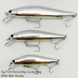 Ufishing 7g/10g/14g Electroplated Silver Sinking Minnow Fishing Lure Wobbler Long Cast Bass Hard Artificial Bait