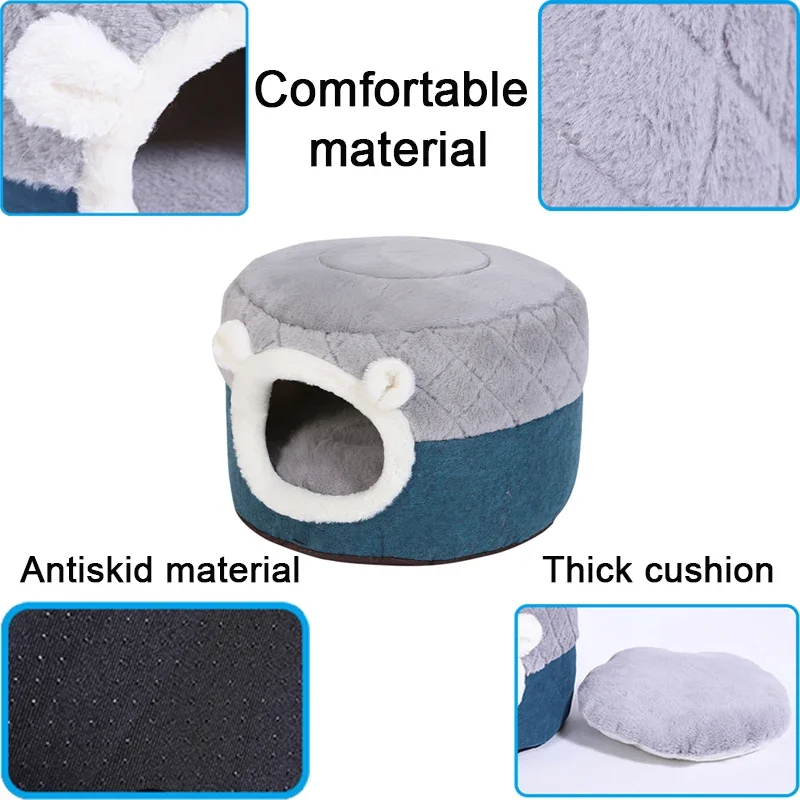 Collapsible Fleece Cute Pet Supplies Puppy Kitten Nest Kennel Winter Warm Soft Sleeping Bed Cushion House for Small Dog Cat