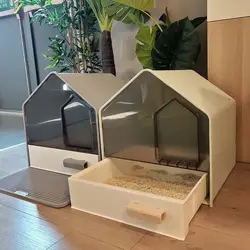 Caja de arena para gatos extra grande cerrada con control de olores