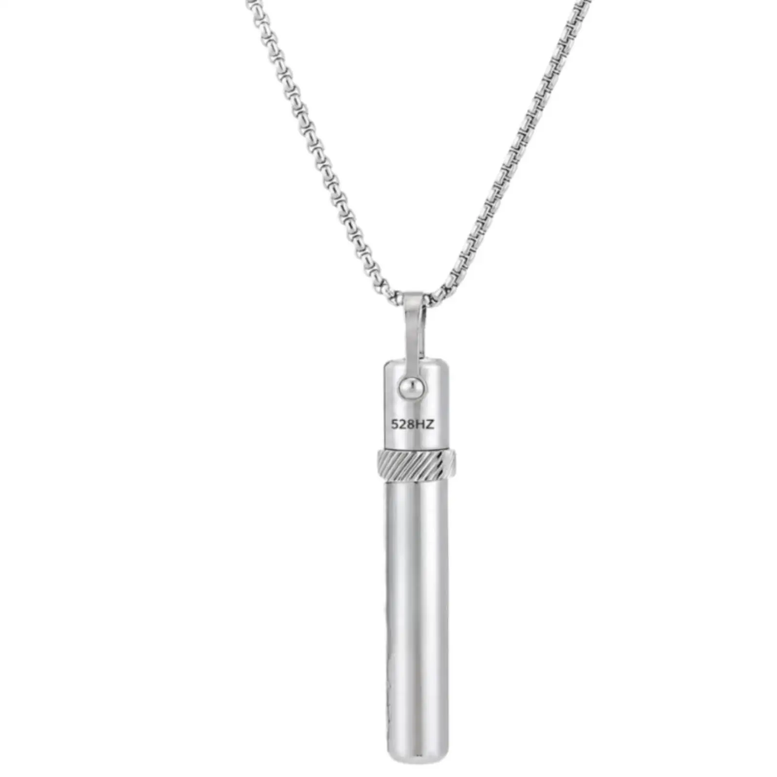528hz Sound Meditation Necklace Stainless Steel Whistle Pendant Mindfulness Breathing Exercise Jewelry for Daily Wear Adjustable