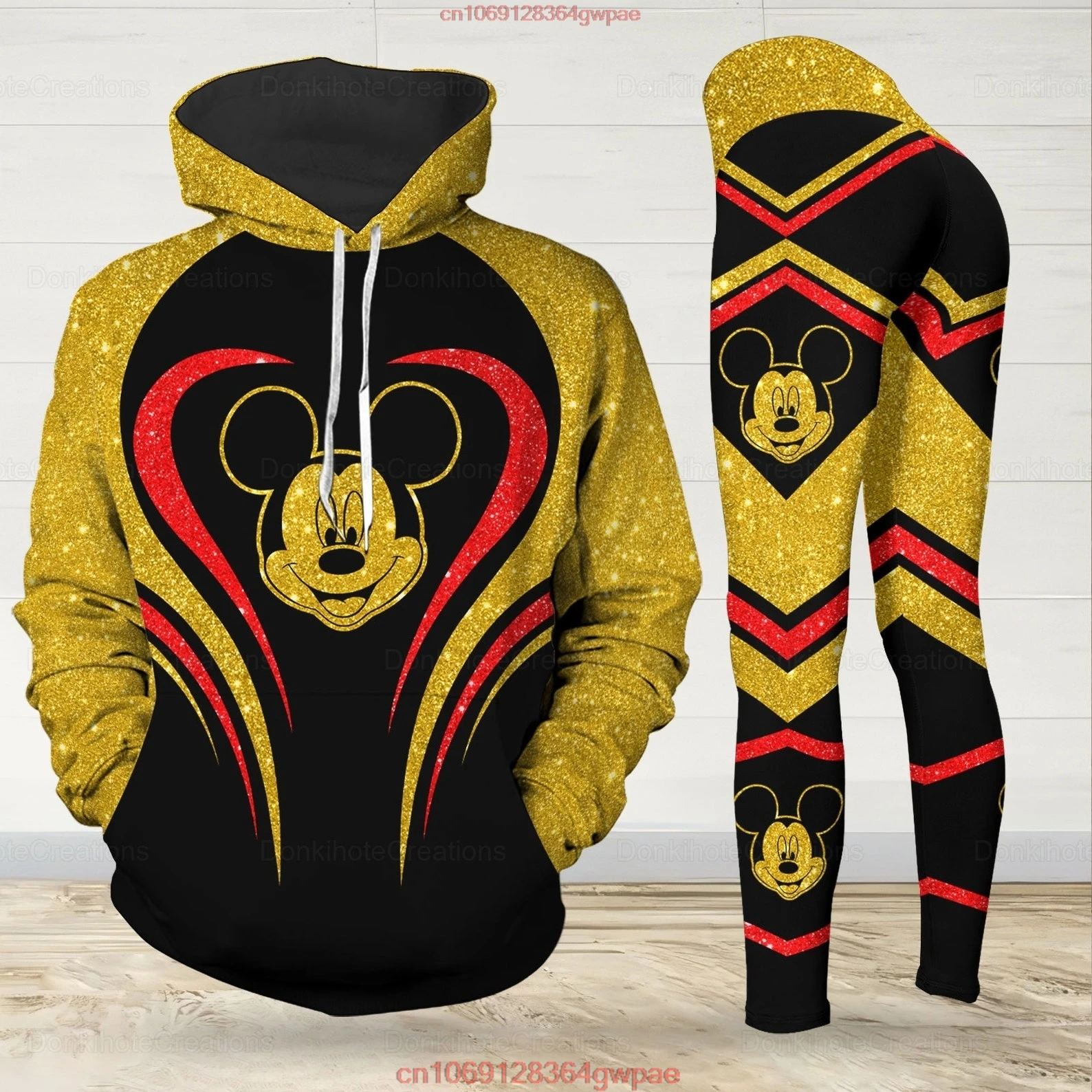 Customizename Mickey Hoodie Women\'s Hoodie Set Mickey Yoga Pants Sweatpants Womens Disney Yoga Hoodie Leggings Fashion Tracksuit