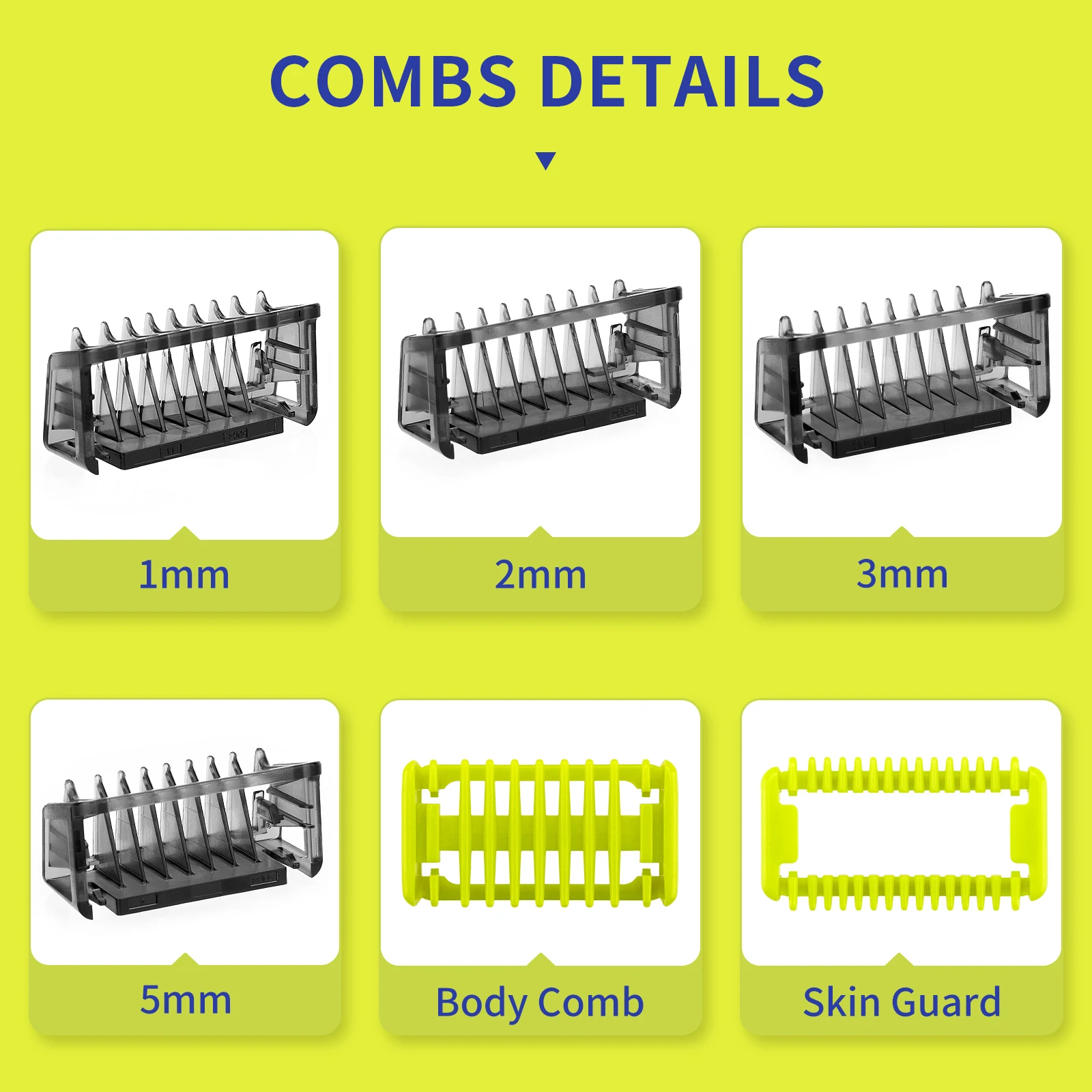 Yinke Guide Comb Set for Philips One Blade & One Blade Pro QP2520 QP2530 QP2620 QP2630 QP6510 QP6520 Hybrid Electric Shaver