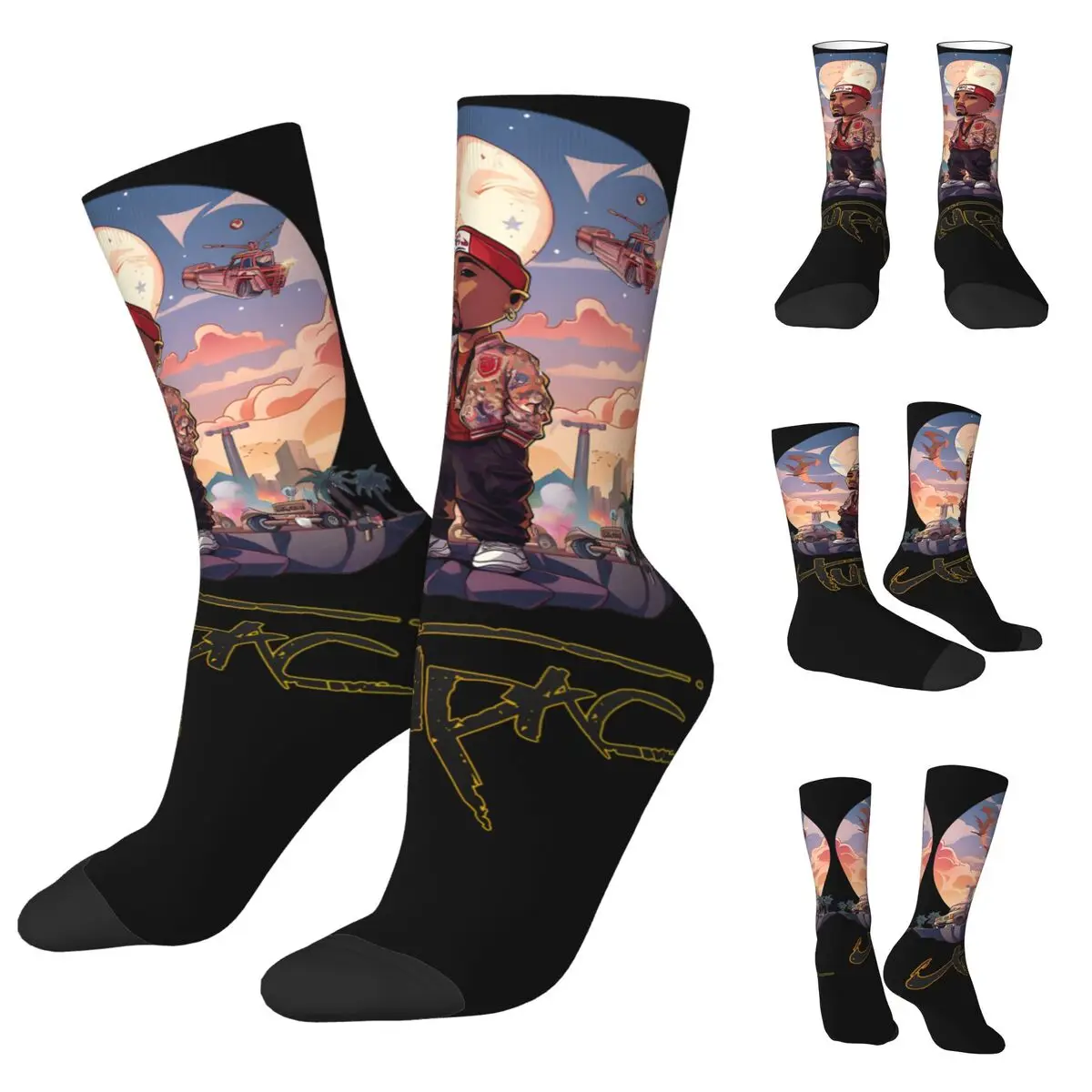 

Rapper Tupac cosy Unisex Socks,Hiking Happy 3D printing Socks,Street Style Crazy Sock