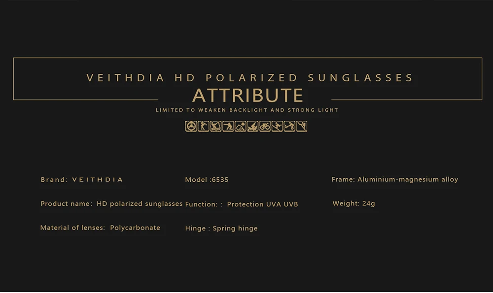 VEITHDIA Marken-Sonnenbrille aus Aluminium für Herren, polarisierte UV400-Gläser, randlos, zum Fahren, Angeln, Sonnenbrille, Sportbrille für Herren, V6535 – Detail 4